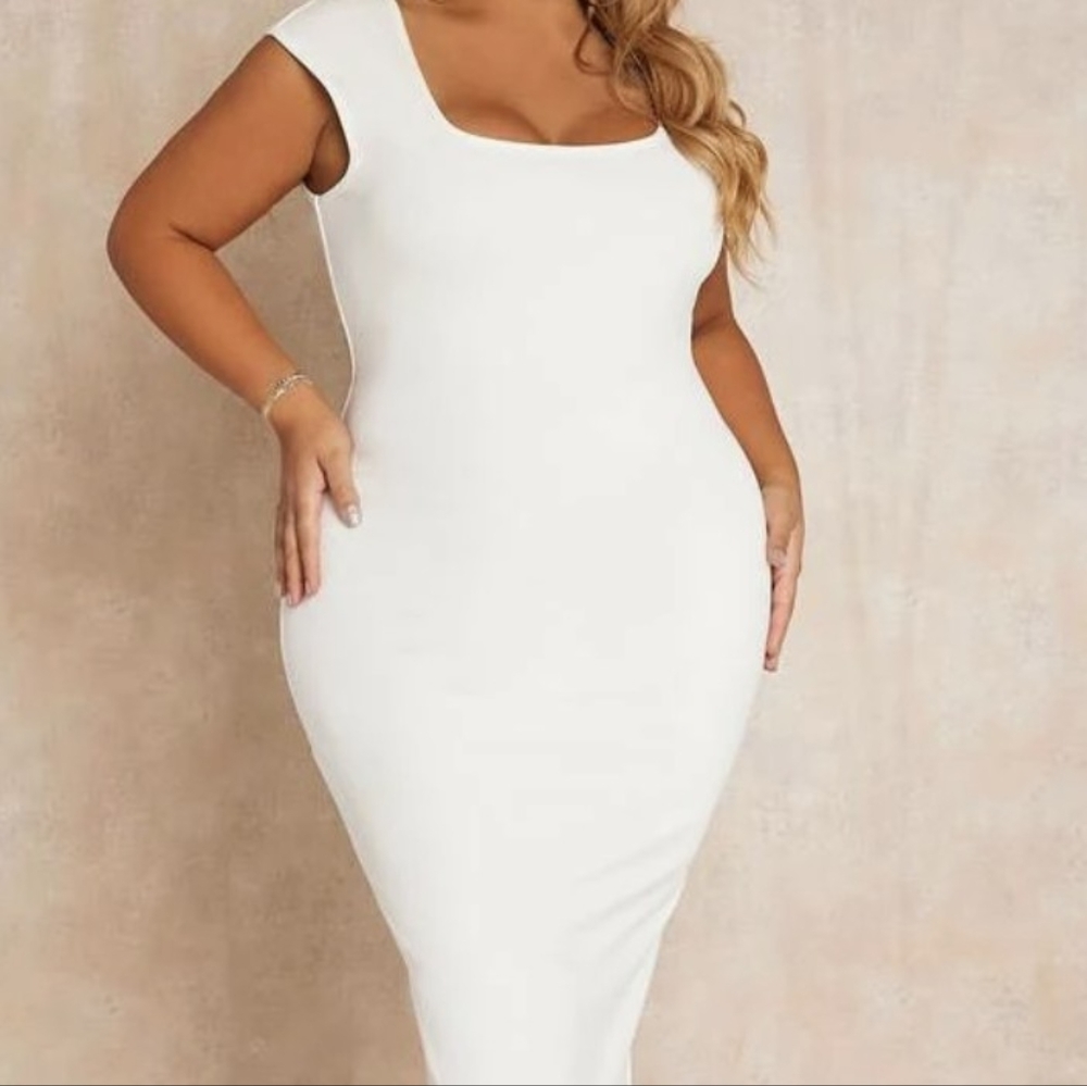 White midi dress